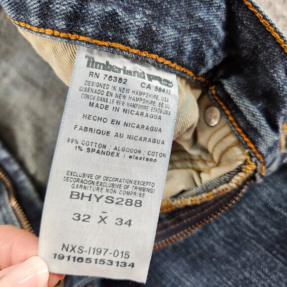 Timberland Pro Jeans Mens 32x34 Blue Straight Leg Workwear Heavy Denim - Picture 6 of 16